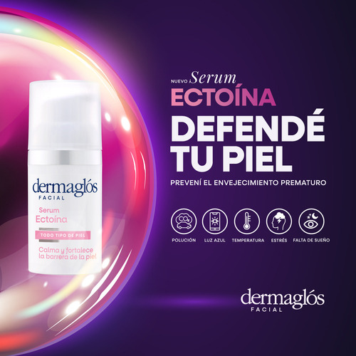 Dermaglós Ectoína Serum Facial Reafirmante Piel Sensible Todo Tipo Día