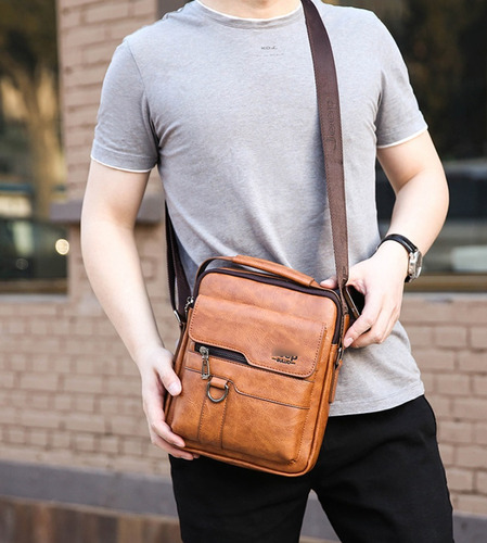 Bolso De Hombro De Piel Para Hombre, Estilo Retro,