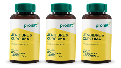 Kit 3 Piezas Suplemento Jengibre & Cúrcuma (60 Caps) Pronat Sabor Sin sabor