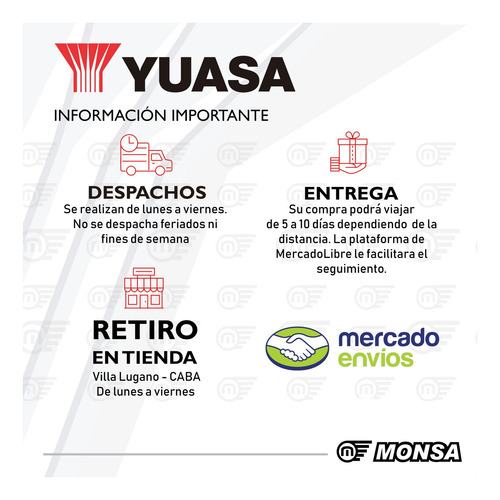 Imagen 7 de 8 de Batería Moto Yuasa Ytz10s Bmw S1000rr Dwa 14/16