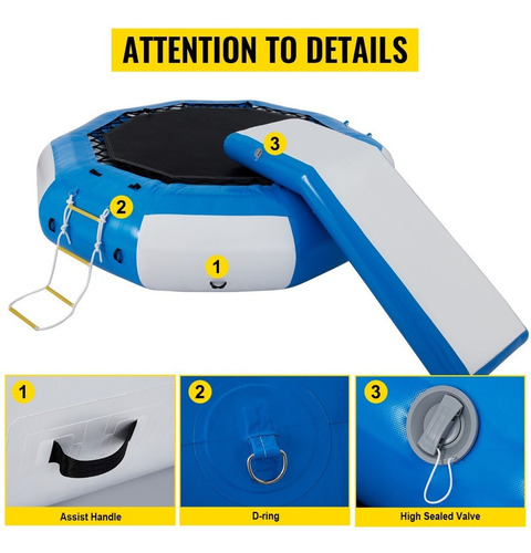 Vevor Trampolín De Agua Inflable Acolchado Pvc 3.1m 400kg Lona de salto Azul