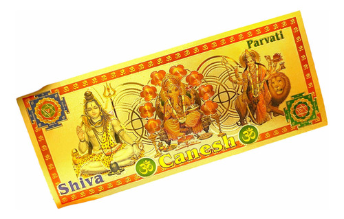 Billete Dorado Dios Shiva /ganesh /parvati Protection Suerte