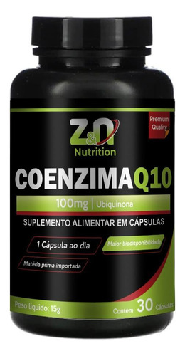Coezima Q10 Z&n Nutrition 30 Cap 100mg Improfar Sabor Sem sabor