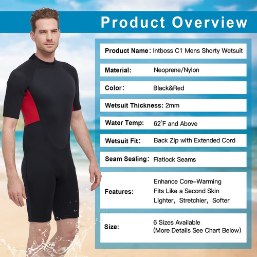 Traje Neopreno Corto Para 0.079 In Hombr Agua Fria Buceo