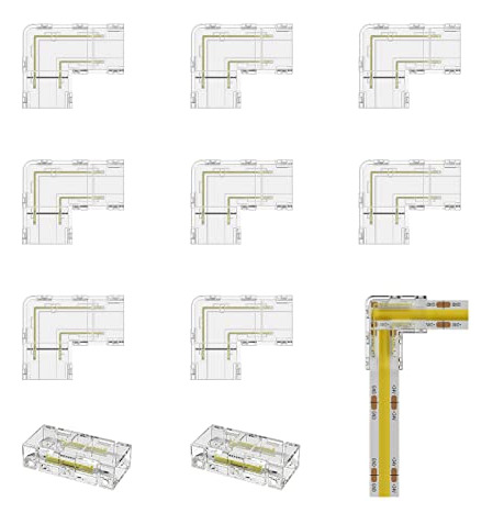 Adaptador Conector Cob 8mm, Esquina En L, 8 Uds. - Luces