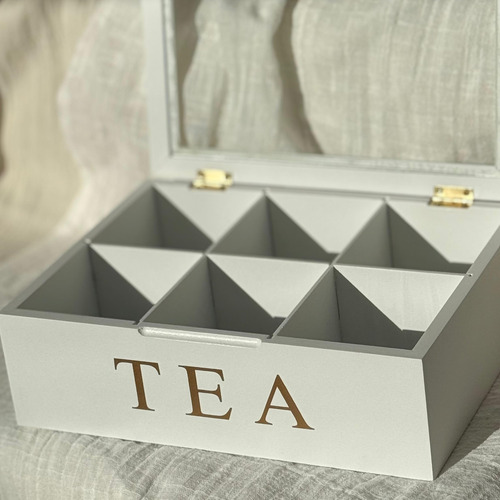 Caja De Te 6 Divisiones - Organizador Saquitos Blanco