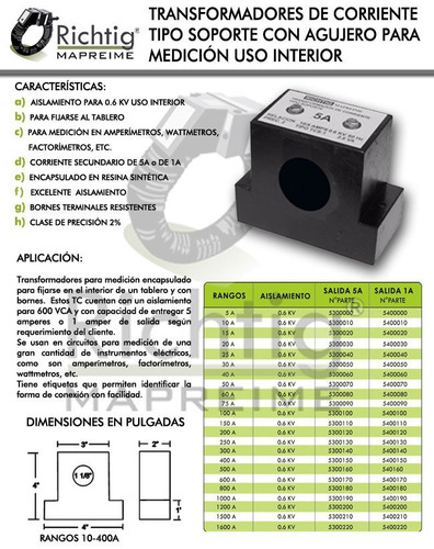 Transformador Tipo Soporte Con Agujero 1600a Salida 1a