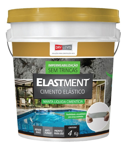 Imagem 6 de 6 de Manta Líquida Cimentícia Elastment 4kg Cinza