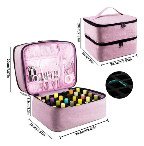 Bolsa De Almacenamiento De Esmalte De Uñas Portátil Rosa