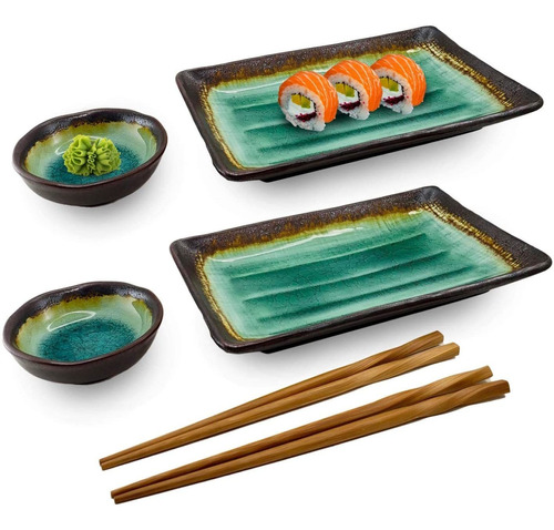 Plato De Sushi Japonés Happy Sales Hsst-6cdtqdr, 6 Piezas, P