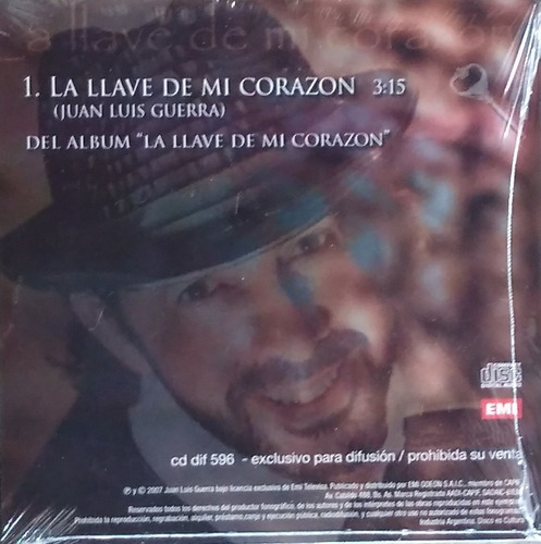 Cd Juan Luis Guerra - La Llave De Mi Corazón Single Difusión