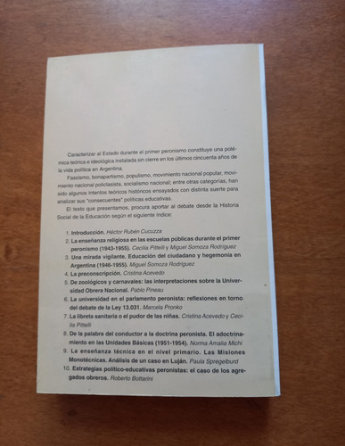 La Educación Durante El 1er Peronismo 1943-1955. Univ Luján (Usado)