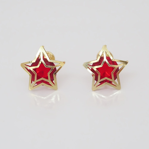 Amor Eterno - Broqueles Estrella Tecno / Aretes / Oro 10k