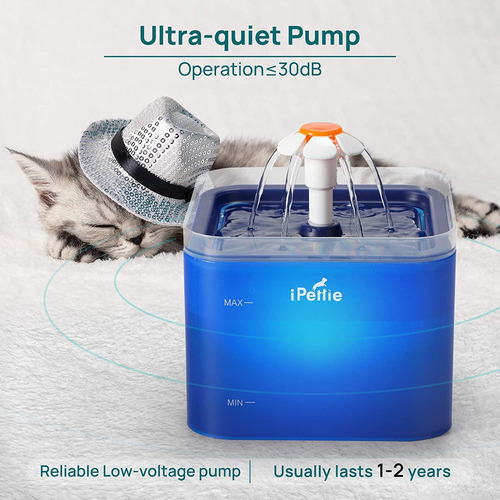 Fonte De Água Cat Ipettie Com Luz Led 2.0l Azul