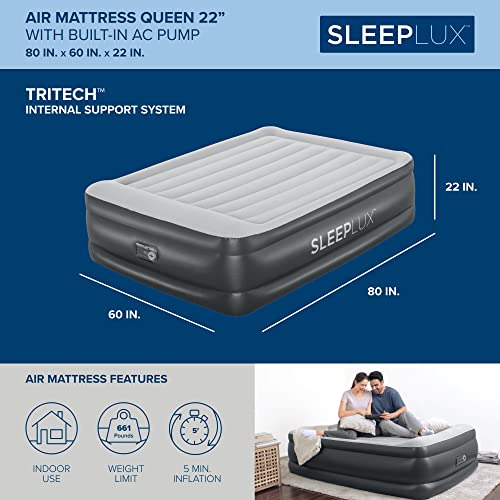 Sleeplux Durable Inflatable Air Mattress With Built-in Pump,