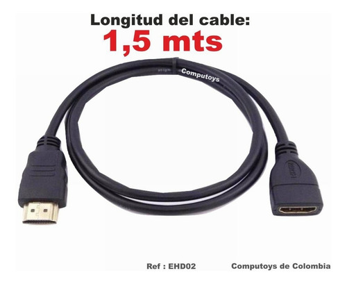 Imagen 1 de 8 de Zehd02 Extensor Hdmi Macho-hembra D 1.5m Qehd02q Compu-toys