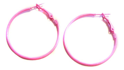 Aretes Aro Rosa Con Goma Mascar Y Aros Simples Y Finos 5 Pul