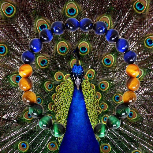 Pulsera De Diseño De Pluma De Pavo Protección Del Cha...