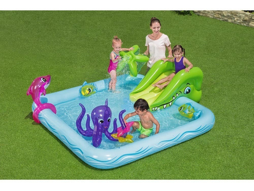 Imagen 4 de 9 de Pileta Inflable Bestway 53052 Lanza Agua Tobogan 308 Lt