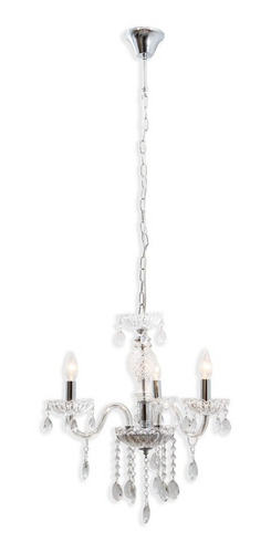 Imagen 1 de 5 de Candil Clásico Cristal Traslúcido Cromo E12 60w 3 Luces