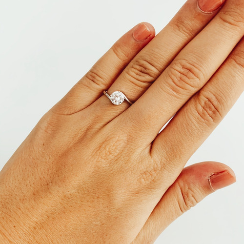 Imagen 5 de 8 de Anillo De Compromiso De Plata 925 Rodinada Solitario 10381