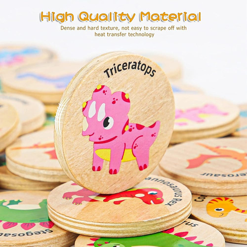 Protado Wooden Match Memory Game Para Niños, 24pc Memory Mat