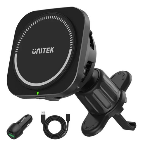 Cargador Inalámbrico Rápido Unitek Compatible Magsafe P/auto