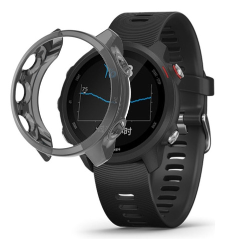 Funda De Reloj Translúcida Negra Para Garmin Forerunner 245