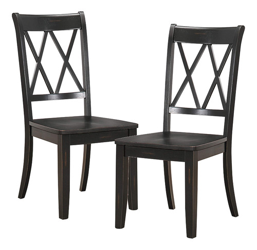 Homelegance Silla De Comedor (juego De 2), Madera, Negro