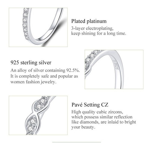 Imagen 6 de 8 de Anillo Compromiso Mujer Amor Infinito Circones En Plata 925