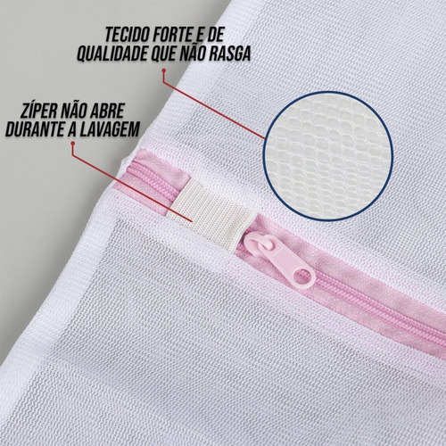 Imagem 3 de 8 de Kit 3 Sacos Protetor Zíper Lavar Roupa Intima E Delicada M