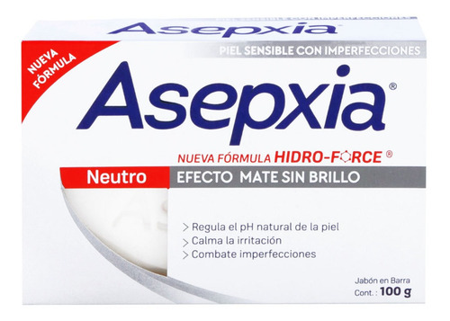 Jabón De Tocador Barra Asepxia Neutro 100g Genomma Lab