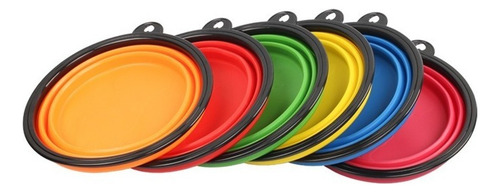 Plato De Goma Plegable Portátil De Mascotas Perro Y Gato Color Azul