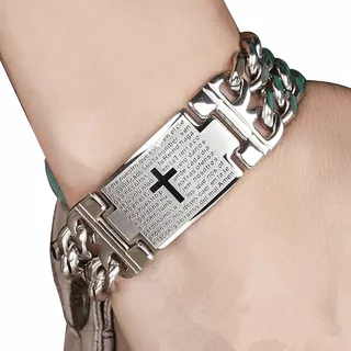 Pulsera Esclava Hombre Y Mujer Cubano Eslabón Acero Plata