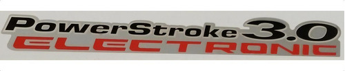 Emblema Adesivo Power Stroke 3.0 Electronic Prata Cromado Cor Cinza/vermelho