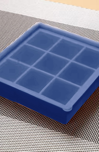 2 Formas De Silicone 9 Cubos Cozinha Com Tampa Drinks Gelo Cor Azul