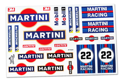 Cartela Adesivo Recortado Bolha Martini Racing