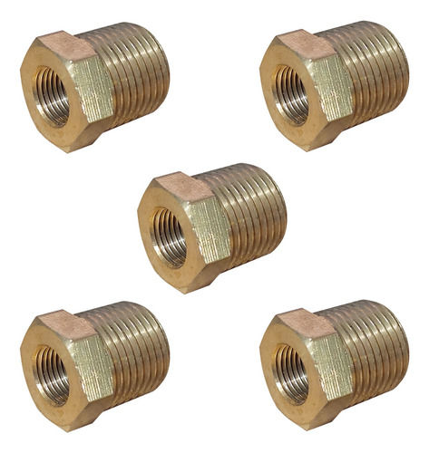 Conector Reductor Bushing De Latón 3/8npt A 1/8npt 5 Pzs