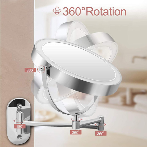 360° Swivel Mirror With 3 Lights And 1x 10x Magnification
