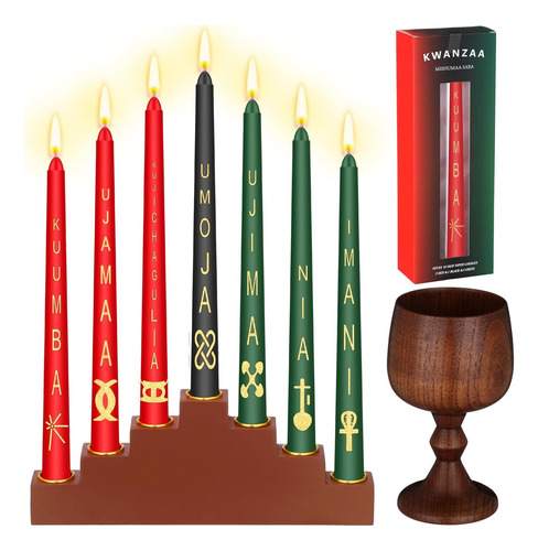 Ziliny 7 Pcs Kwanzaa Kinara Caper Candles Juego Con De Y De