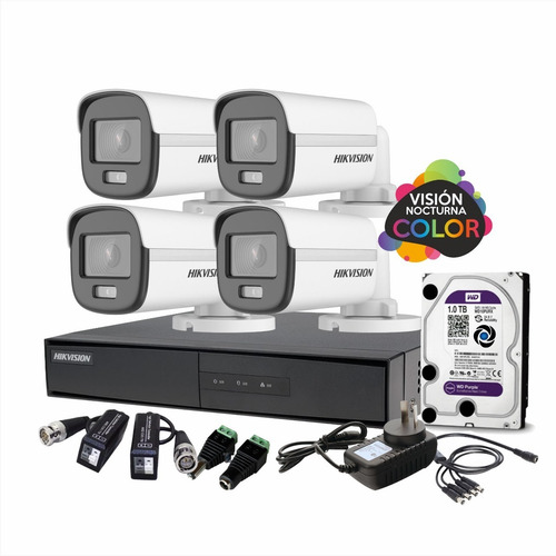 Imagen 4 de 10 de Kit Seguridad Dvr 8ch Hikvision+4 Camara 2mp Colorvu +disco