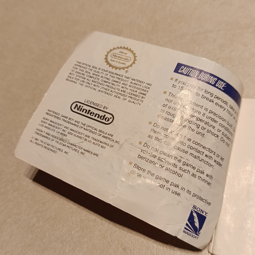 Game Boy Manual De Juego Hook Nintendo Game Boy (Usado)