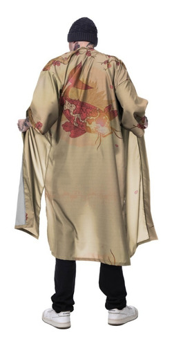 Imagem 4 de 4 de Kimono Haori Longo Oriental Koi Caxemira Paisley Japão Carpa