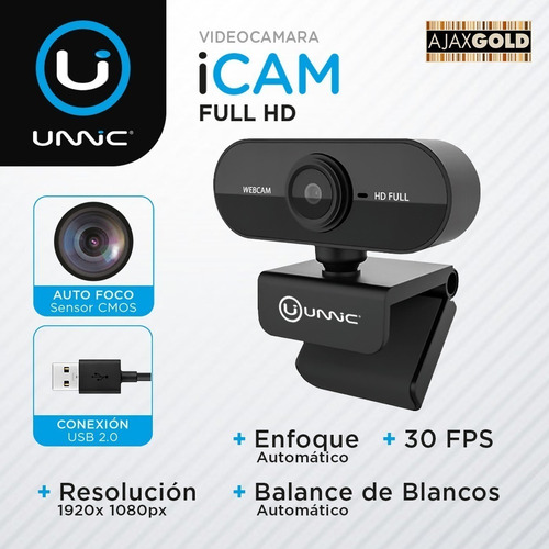 Imagen 2 de 6 de Camara Web Webcam Usb Pc Full Hd 1080p Plug & Play Microfono