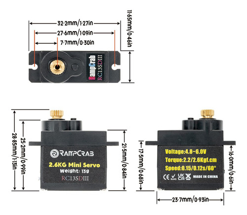 Rampcrab Servo De Dirección Rc Con Soporte De Montaje Servo