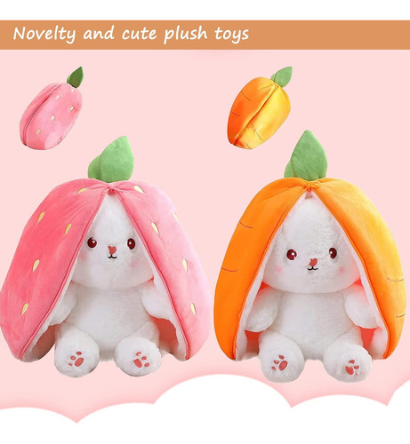 Conejo De Peluche De Zanahoria/ Fresa De Reversible 2pcs