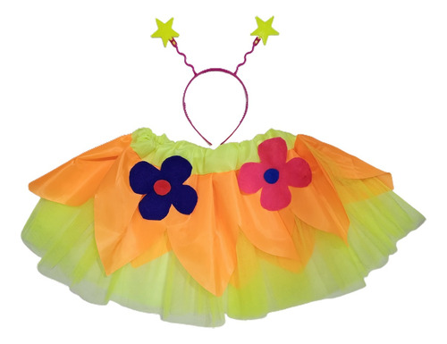 Set Primavera Tutu Flor Con Vincha Niñas