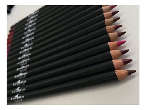 Italia Deluxe Ultra Fine Lip Liner Set (pack Of 12) Color Negro