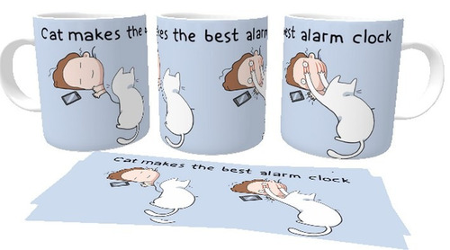Kit 3 Caneca Copo Plástico Cats Makes The Best Alarm Clock