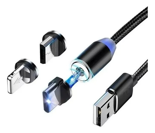 Cable Usb De Metal Magnetico 3 Conectores Carga Rapida 